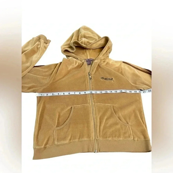 Bob Hale Velour Lightweight Brown Zip Hoodie Y2K Fashion Women’s size Large - Picture 5 of 13